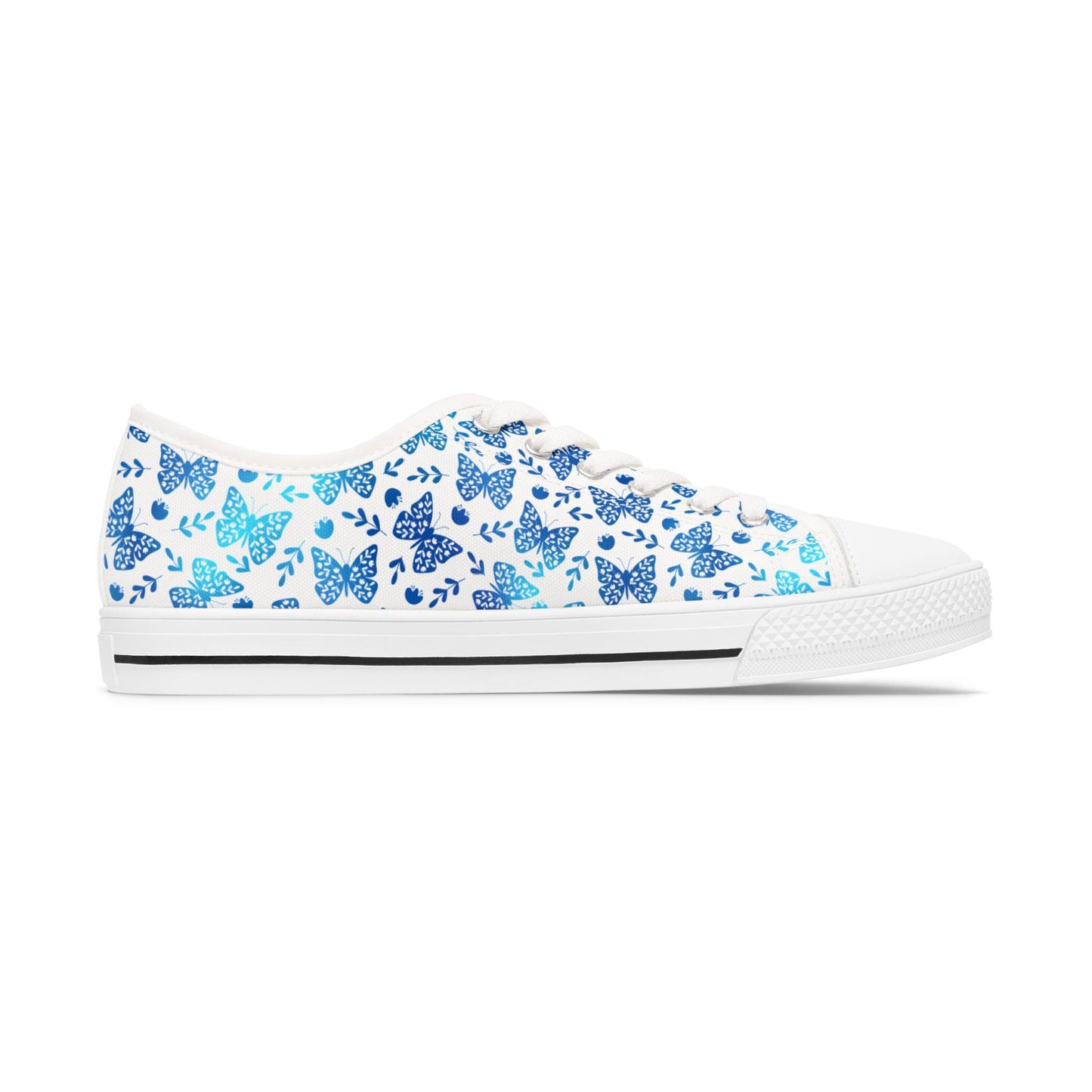 Blue Butterfly Patterned Women's Low Top Sneakers