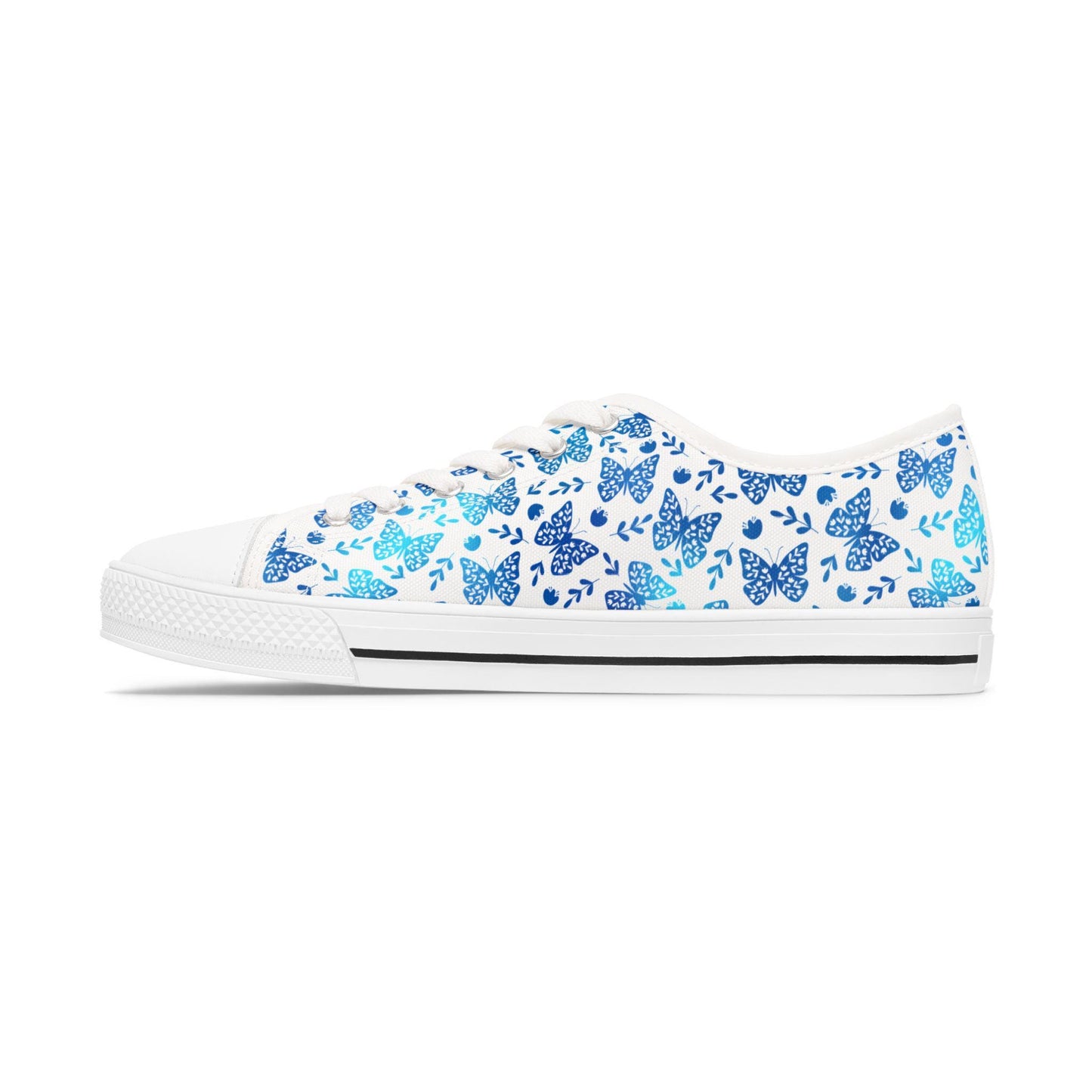 Blue Butterfly Patterned Women's Low Top Sneakers