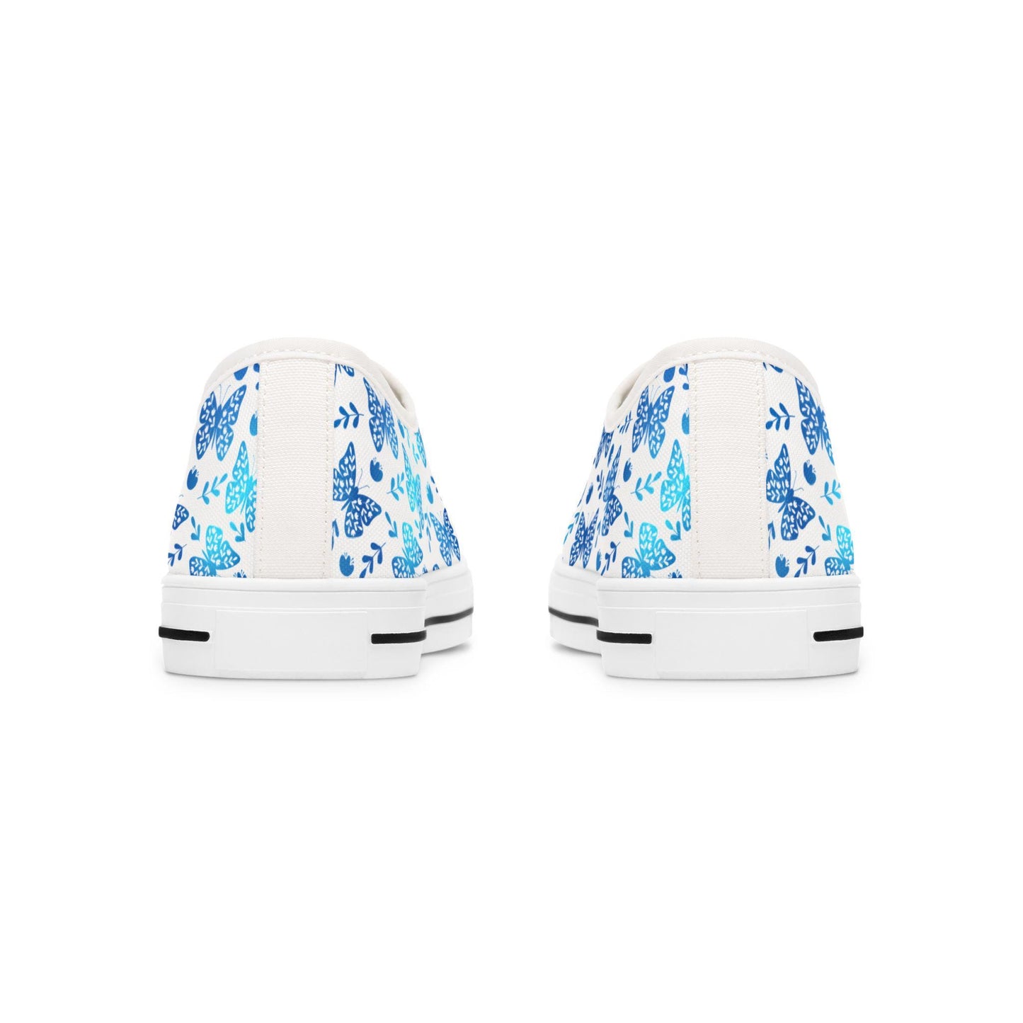 Blue Butterfly Patterned Women's Low Top Sneakers