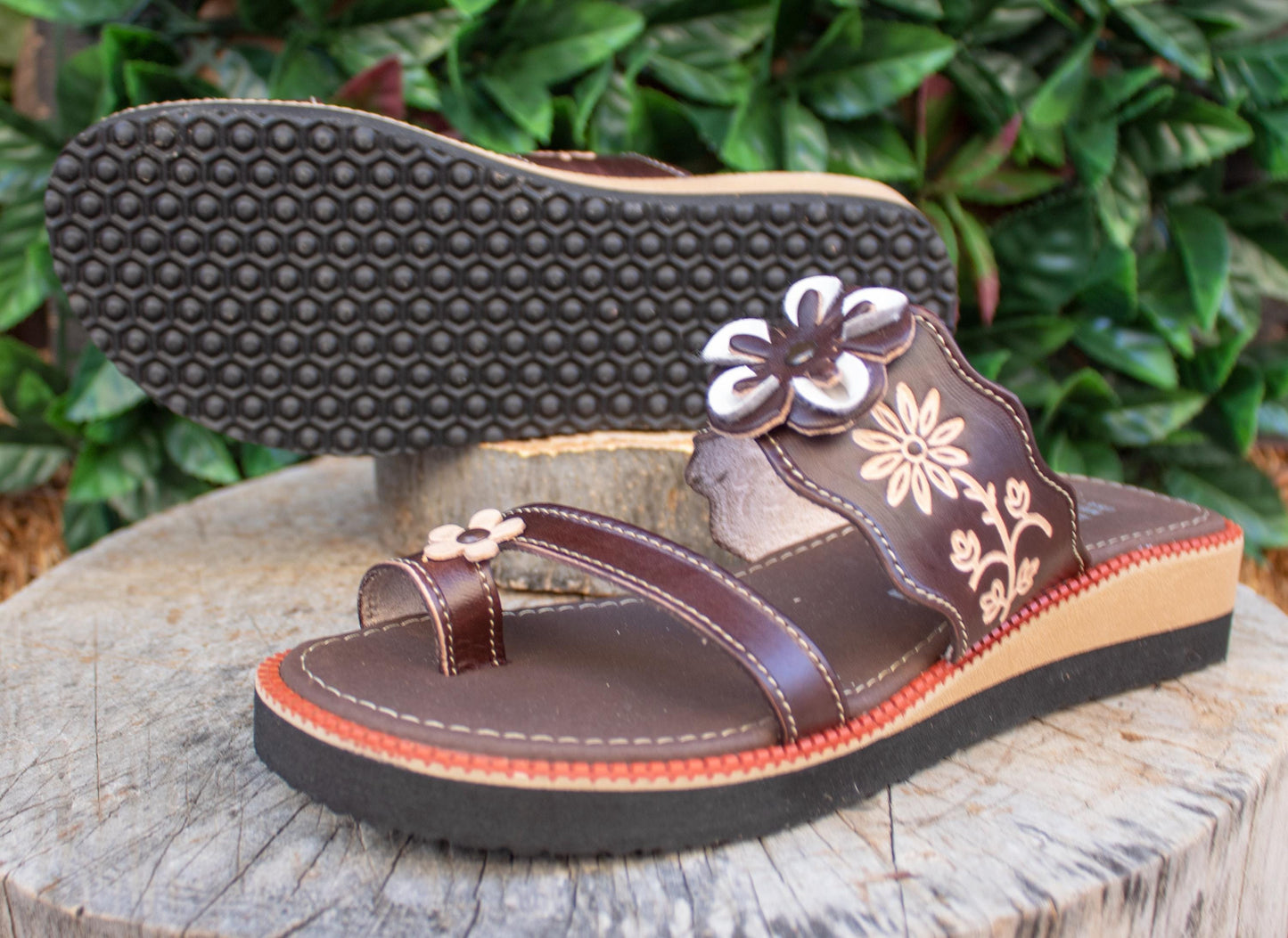 Traditional Floral Design Mexican Sandals