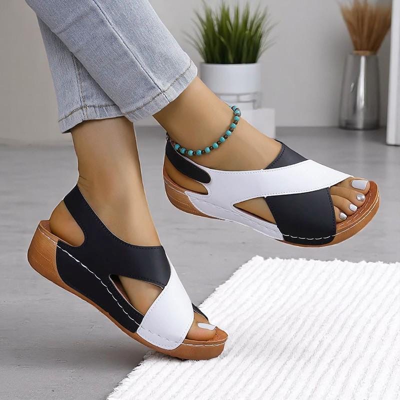Colorblock Wedge Sandals