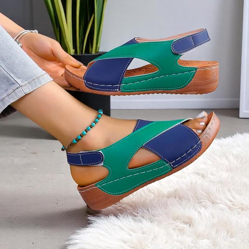 Colorblock Wedge Sandals