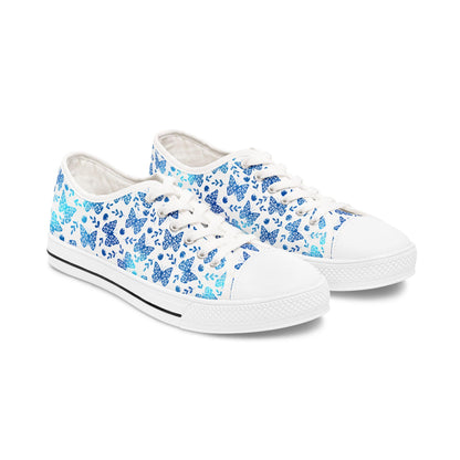 Blue Butterfly Patterned Women's Low Top Sneakers
