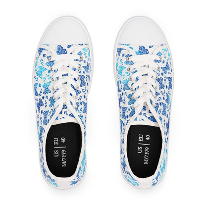 Blue Butterfly Patterned Women's Low Top Sneakers