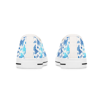 Blue Butterfly Patterned Women's Low Top Sneakers