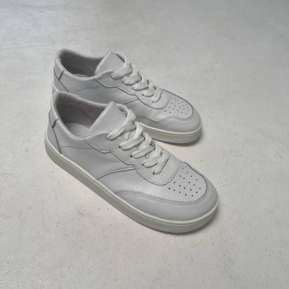 White Leather Lace-Up Sneakers for Women