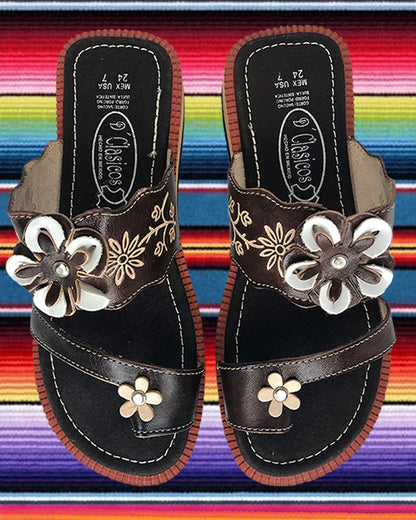 Traditional Floral Design Mexican Sandals