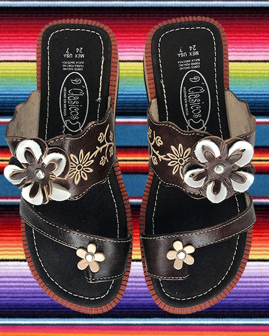Traditional Floral Design Mexican Sandals