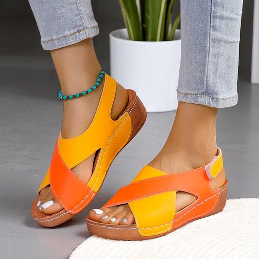 Colorblock Wedge Sandals