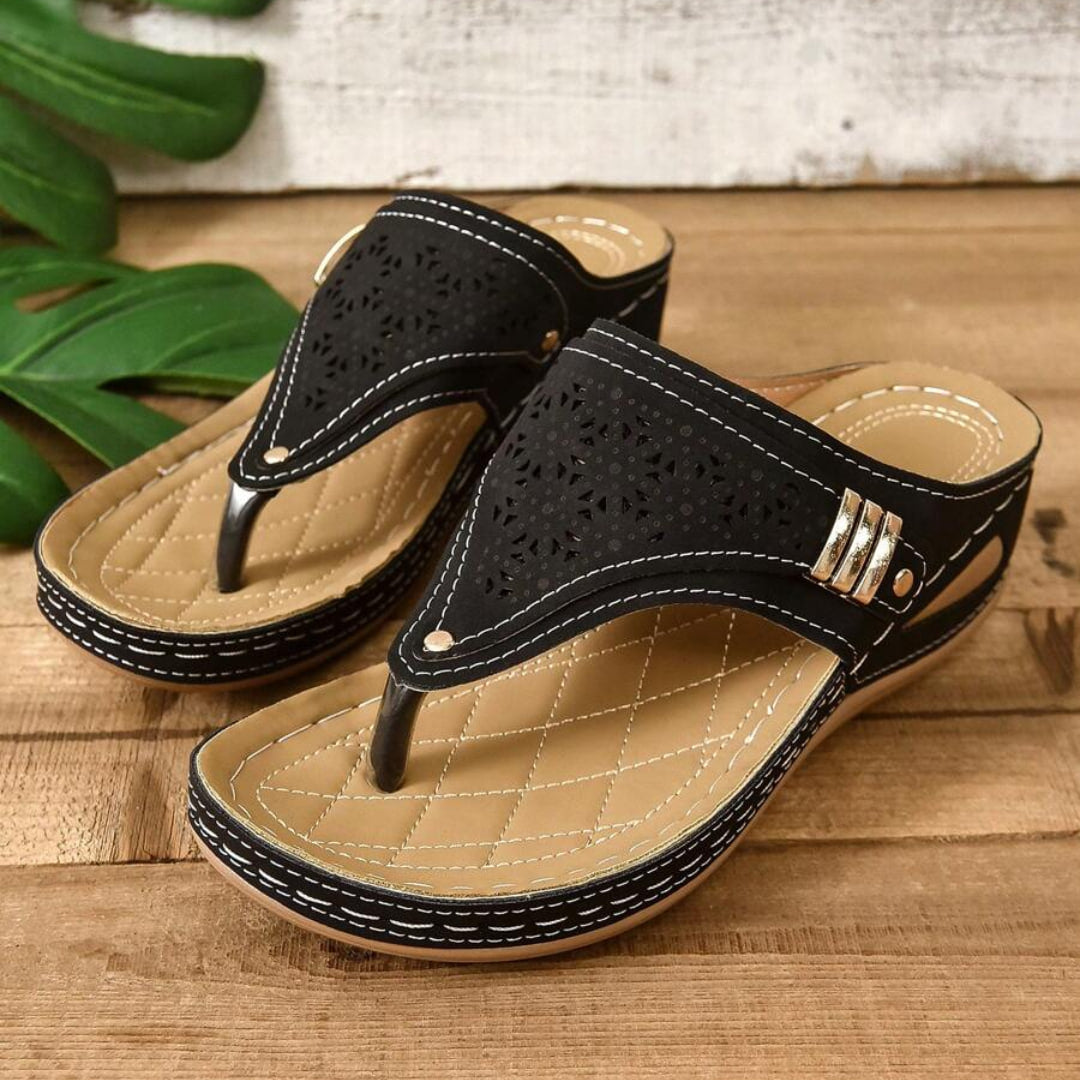 PREMIUM Washable Clip Toe Wedge Heel Sandals