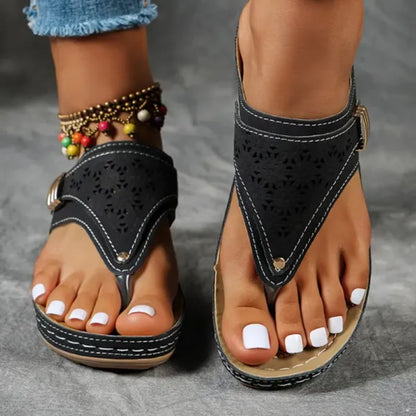 PREMIUM Washable Clip Toe Wedge Heel Sandals