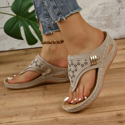 PREMIUM Washable Clip Toe Wedge Heel Sandals